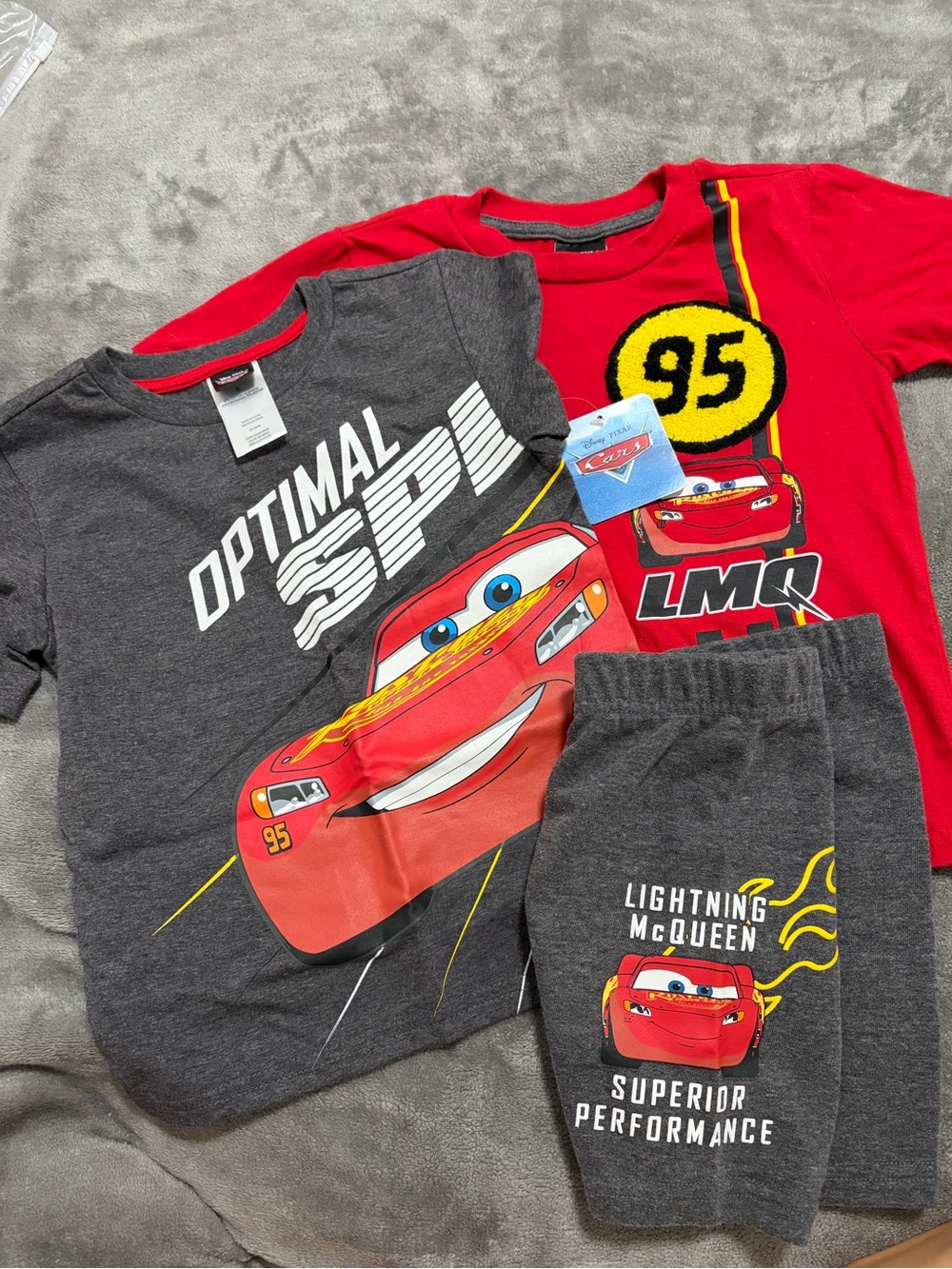 Disney Pixar Cars Lightning McQueen Kids Graphic Matching Set in Gray & Red